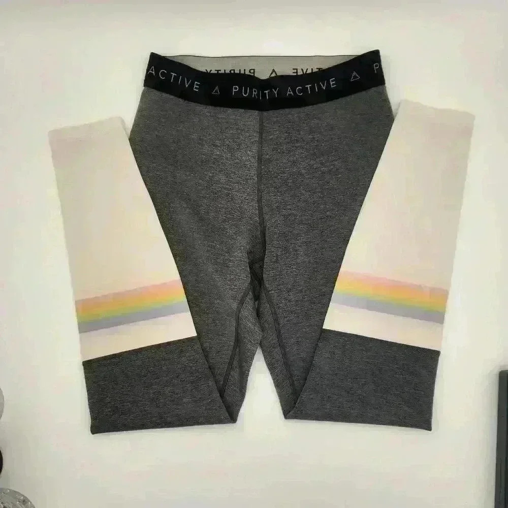 Purity Active Compression Full‎ Length Leggings Rainbow Detail Size Medium